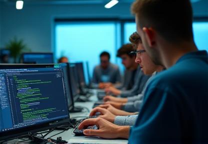 Programming courses - classroom and computer screens